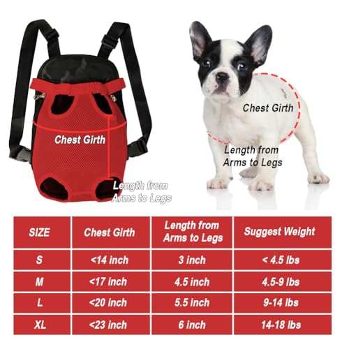 Dog Carrier Backpack Pet Legs Out Front Cat Travel Bag (Small / Red)