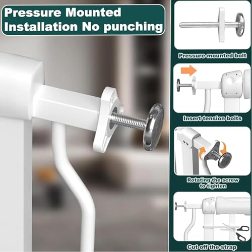52.76 62.2 Inch Extra Wide Baby Gate Pressure Mounted for Doorways (White / 52.76"-62.2")