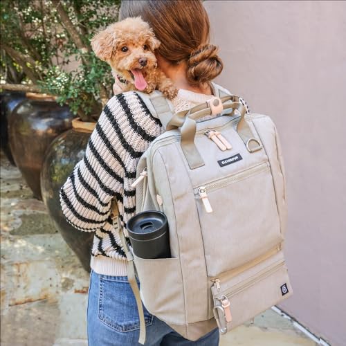 Porter 2-in-1 Dog Gear Travel Backpack - 10 Pockets, Sand (Sand)