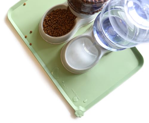 Large Silicone Pet Food Mats Tray (24" x 16" / Jade)