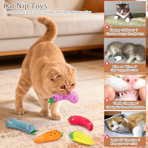 Catnip Cat Toys 5 Pack Vegetable Plush for Indoor Cats (Vegetables Catnip toys 5 Pack)