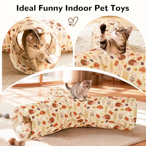 Cat Tunnel, 3-Way Collapsible Toy, Large Size Khaki Hedgehog (Khaki hedgehog / Large)