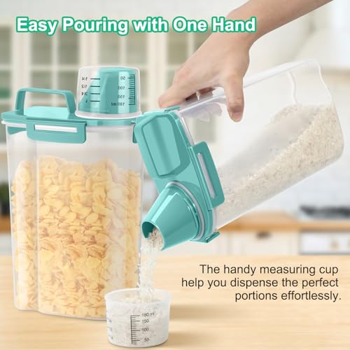 Rice Storage Container 3 to 5 Lbs (3Qt-Cyan)