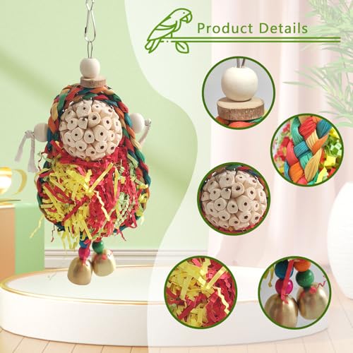 Wooden Bird Swing Toy with Rope Perch (colorful)