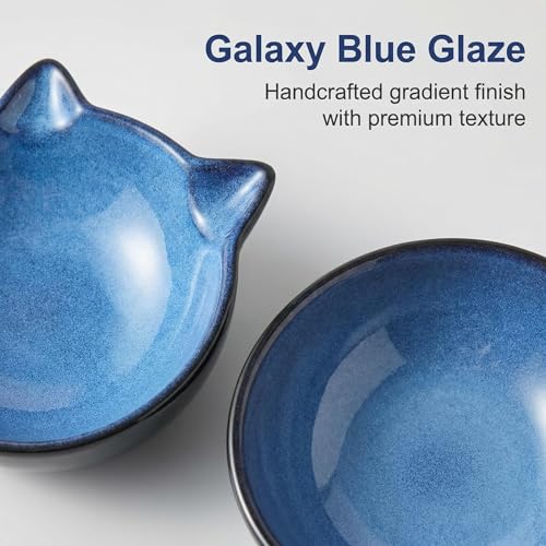 Elevated Cat Bowls (6.8 OZ+15.5 OZ / Blue & Black)