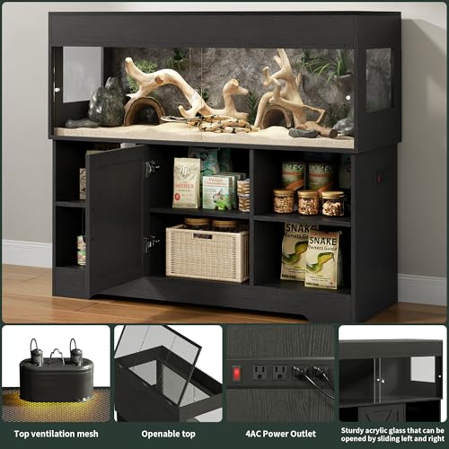 60 Gallon Reptile Tank with Stand (60 Gallon / Black)
