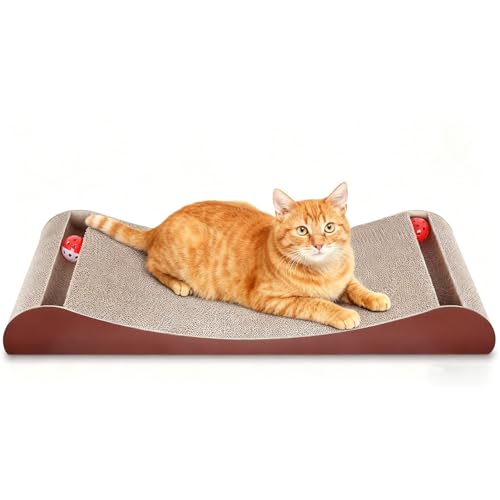 Simple Delxue 30 Inches Extra Large Cardboard Cat Scratcher Bed (Loubge Bed-Wood)