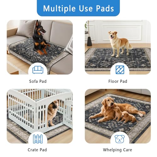 Washable Pee Pads for Dogs 2 Pack 48x48 (48"x48"(2 Pack) / B Black)