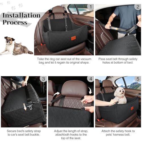 Dog Car Seat for Medium & Large Dogs Up to 55lbs (Black / Large)