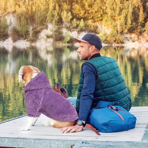 Fuzzy Dog Hoodie Dog Sweaters for Large Dogs Soft Double (Large / Purple)