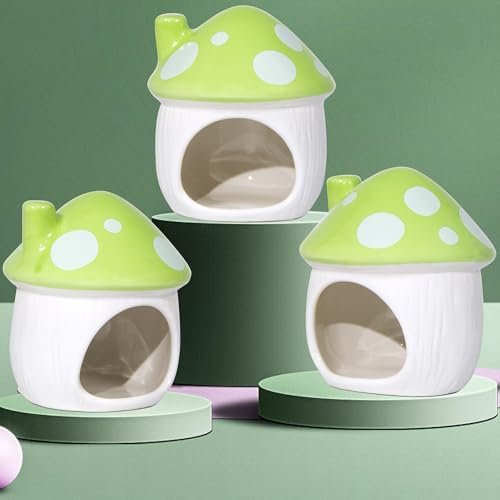 Ceramic Hide Hamster Hideout Small Pets Habitat House Accessories (Green)