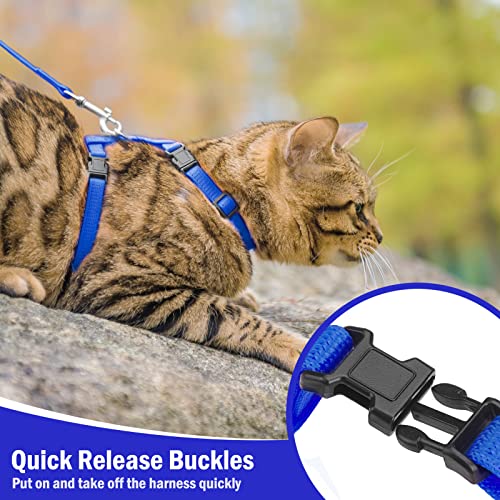 Adjustable Cat Harness and Leash Set Escape Proof Kitten Strap Collar for Walking Travel (Small / Navy Blue)