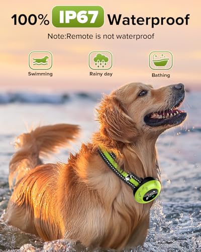 2-in-1 Dog Shock Collar & Bark Collar – 3300FT Dog Training Collar with Remote, Automatic Anti-Barking, 5 Adjustable Sensitivity Levels, IP67 Waterproof E-Collar for Small Medium Large Dogs (Green)