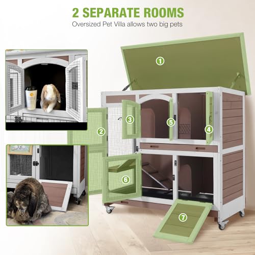 Two Story Rabbit Hutch with Chew (Beige)