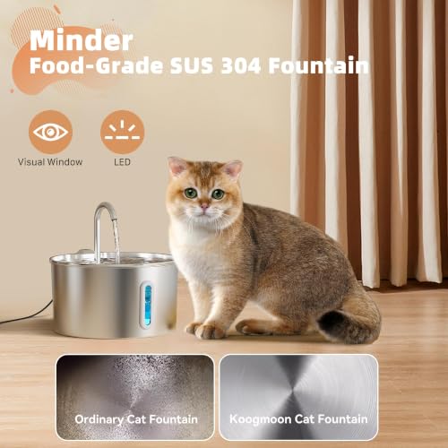 108oz 3.2L Cat Water Fountain Stainless Steel with 6 Filters 3 Sponges