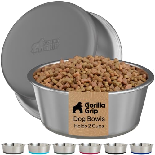 Dog Bowls Food Grade Stainless Steel (Gray / 2 Cup (Set of 2))