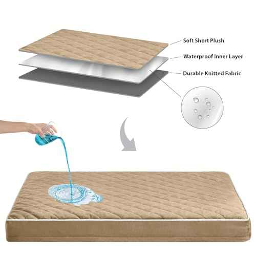 Orthopedic XXL Dog Beds for Large Senior Dog Bed Comfy Sleeping (brown / 55"L x 42"W x 4"Th)