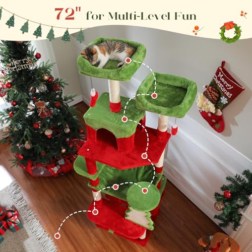 Christmas Cat Tree (Red Green / 72")