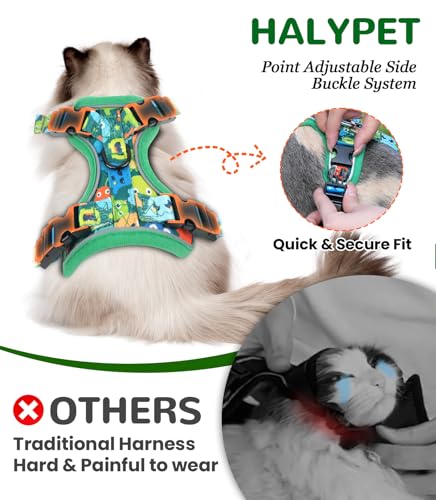 Cat Harness and Leash Set (H604 Pro Green Monster / Medium (13-18lb))