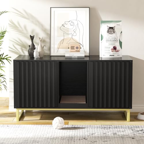 Double Litter Box Enclosure (Black / 47.6"L x 21.5"W x 26"H)