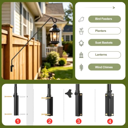 2 Packs Heavy Duty Extended Reach Wall Mounted Deck Hook Wall Pole (43in Long Wall Mounted Hook-2 Packs)