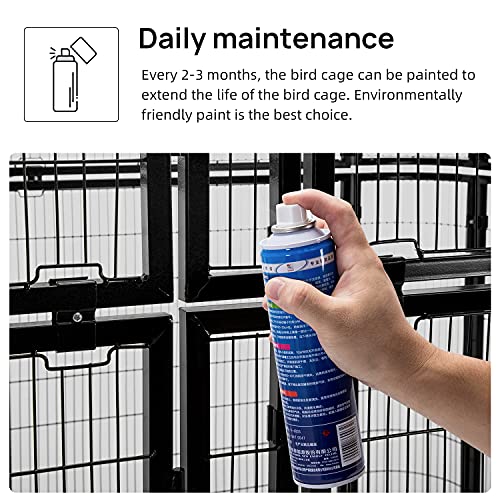 Parrot Cages for Large Birds Outdoor Extra Large Bird Cage with Bird Cage and Perch (Black)