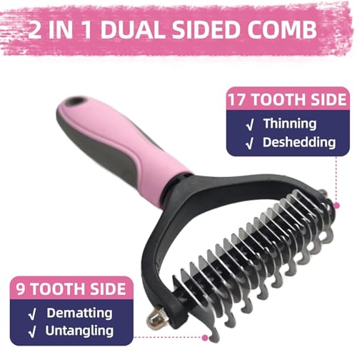 Dog Brush for Shedding (9-Pink)