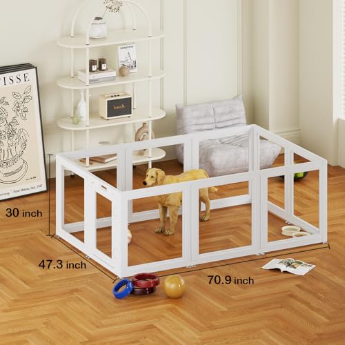 Clear Acrylic Dog Playpen Transparent Dog Playpen Indoor (White / 30"H)