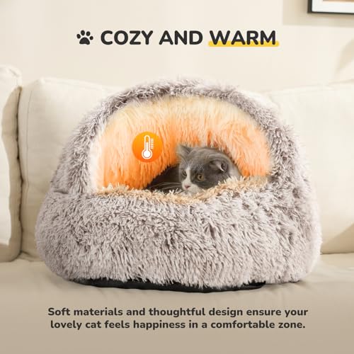 Cat Bed Cat Beds for Indoor Cats with Covered Hooded (21.0"L x 21.0"W x 15.0"Th / coffee)