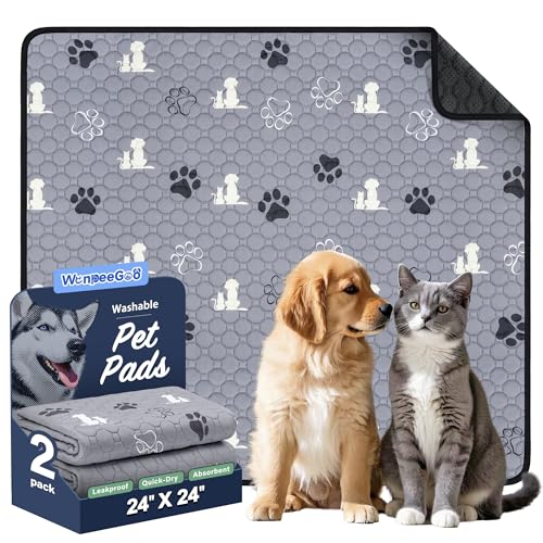 Washable Pee Pads for Dogs (Gray / 24"x24" (Pack of 2))
