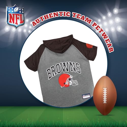 Hoodie for Dogs & Cats. NFL Football Licensed Dog Hoody Tee Shirt (Large / Cleveland Browns)