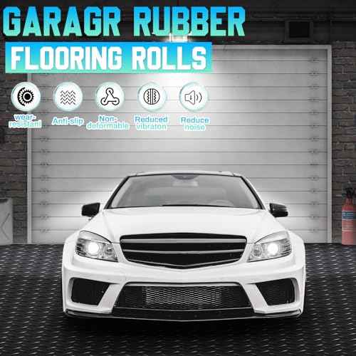 18 in × 10 ft Rubber Diamond Plate Rolls Garage Floor Mat for Under Car (Diamond Plate / 18 in x 10 ft / Black)