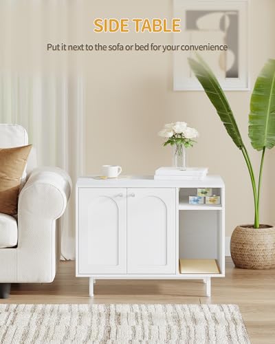 Cat Litter Box Enclosure (White / 31.4"L x 19.6"W x 24"H)