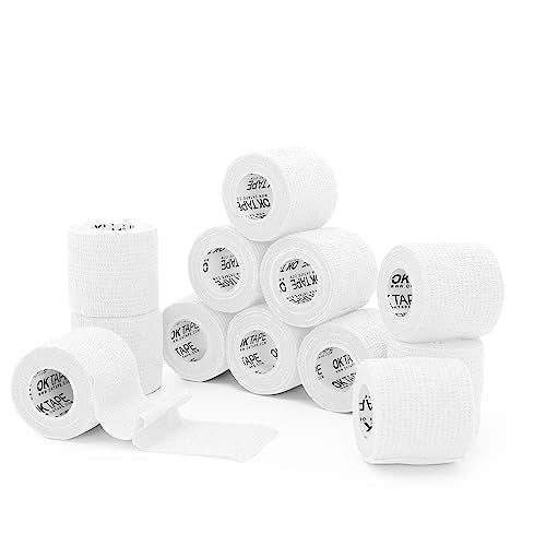 Self Adherent Cohesive Bandages Wrap 12Packs 2" x 5 Yards (White / 2 In x 5 Yards)