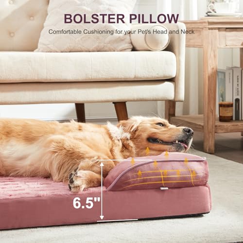 Orthopedic Supportive Extra Large Dog Bed (48.0''l x 35.0''w x 6.5''th / Pink)