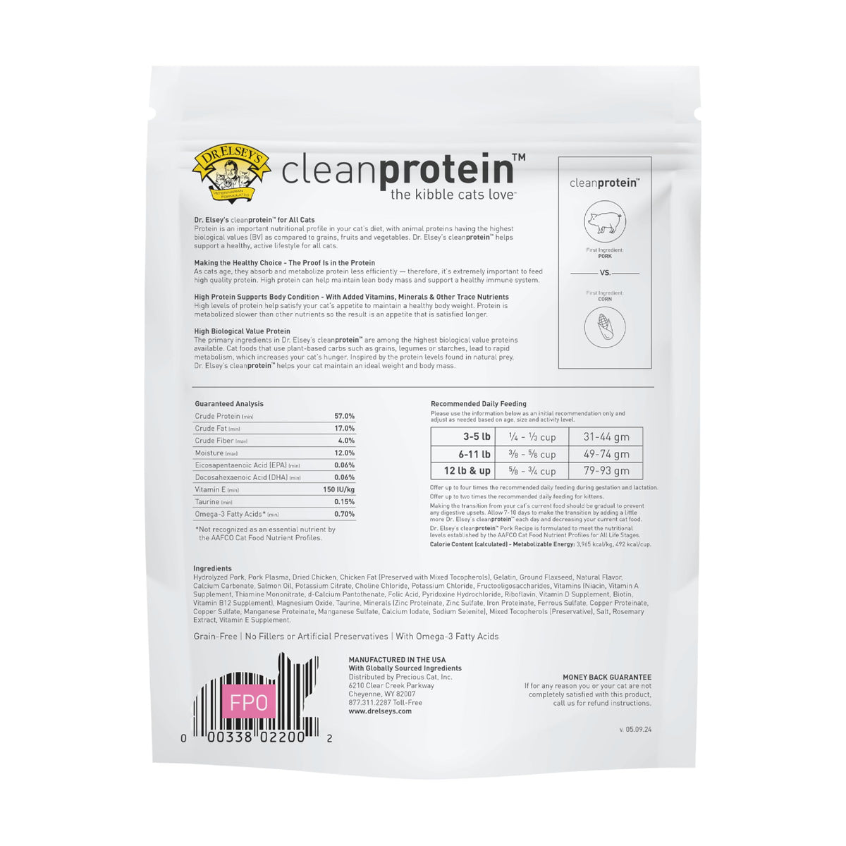 cleanprotein Pork Cat Kibble 2 lb. Bag (2 Pound (Pack of 1))