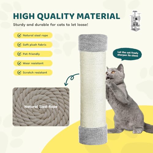 54 Inch Cat Tree Tower with Scratching Posts (Light Grey / 54 Inch)