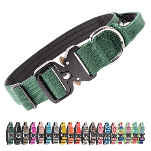 Tactical Dog Collar (Basic Green - Handle Style / L: Neck 17.5" to 24.5")