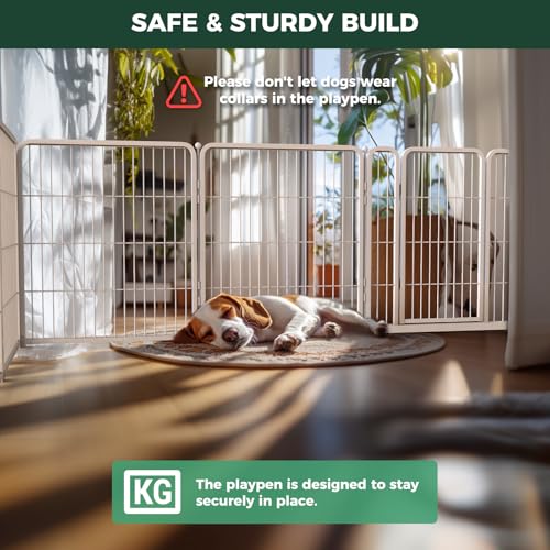 Homeplus Indoor Dog Playpen with Divider Connectors (White / 32"H)