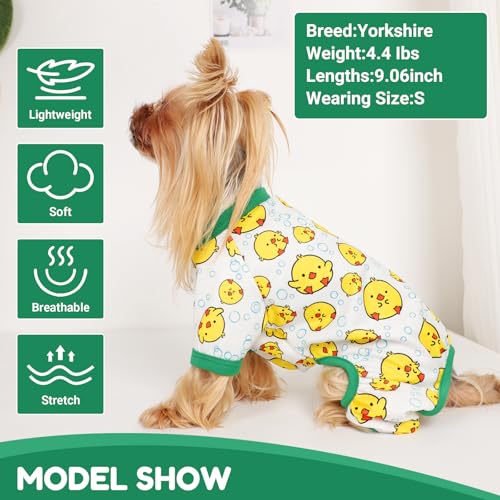 Dog Pajamas Small Sized Dogs Stretchable Summer Dog Clothes Pjs 4 Legs Girl Boy Cute Soft Puppy Outfits Doggie Cat Jammies Jumpsuit Sleeper for Pet (Little Bird / Large (Chest 17in ))