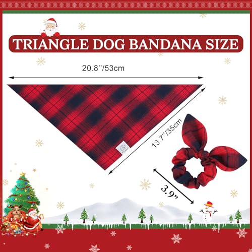 Christmas Red Dog Bandanas Matching Dog Bandana and Scrunchie (Black,Golden / Small)