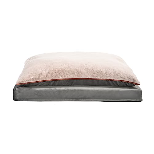 Washable Dog Bed with Cooling Gel Memory Foam (Plush Cushion Bed / Extra Large / Grey)