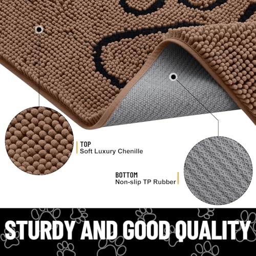 Dog Door Mat for Muddy Paws (47"X24" / Coffee and Black)
