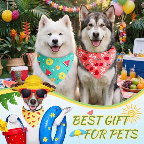 50 Pcs Summer Hawaiian Dog Bandanas Bulk (Summer / 31.5 x 21.7 x 21.7")