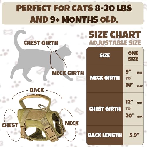 Tactical Cat Harness Black Custom Patch Escape Proof 12