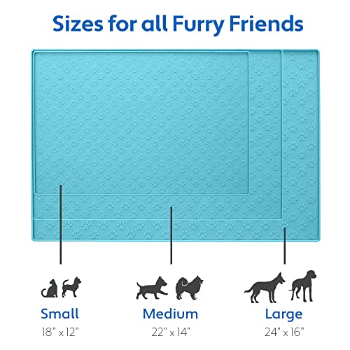 100% Waterproof Dog Food Mat (Turquoise / 24"L x 16"W)