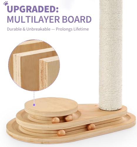 Made4Pets Kitten Toy Scratching Post for Indoor Cats with Ball Track (17.7"H)
