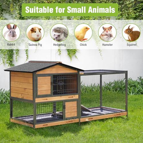 Large Rabbit Hutch Indoor Outdoor (Orange / 48.0"L x 48.0"W x 24.0"H)