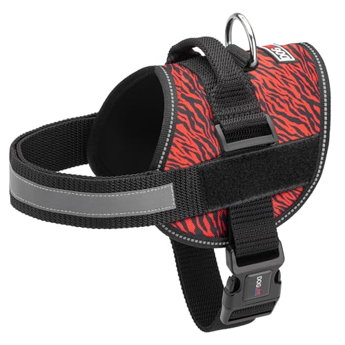Dog Harness Reflective No (Zebra Black/Red / Girth 18" to 24")