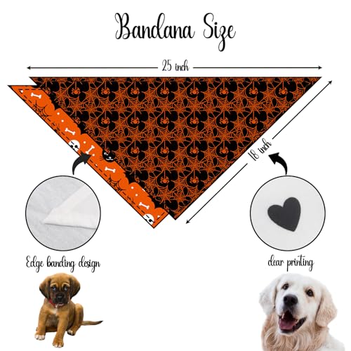Halloween Bandanas for Dogs 2 Pack Thanksgiving Halloween Holiday Pumpkins Ghosts Spider Web Fall Dog Bandanas Pet Scarf Accessories for Small Medium Dogs & Cats (C)